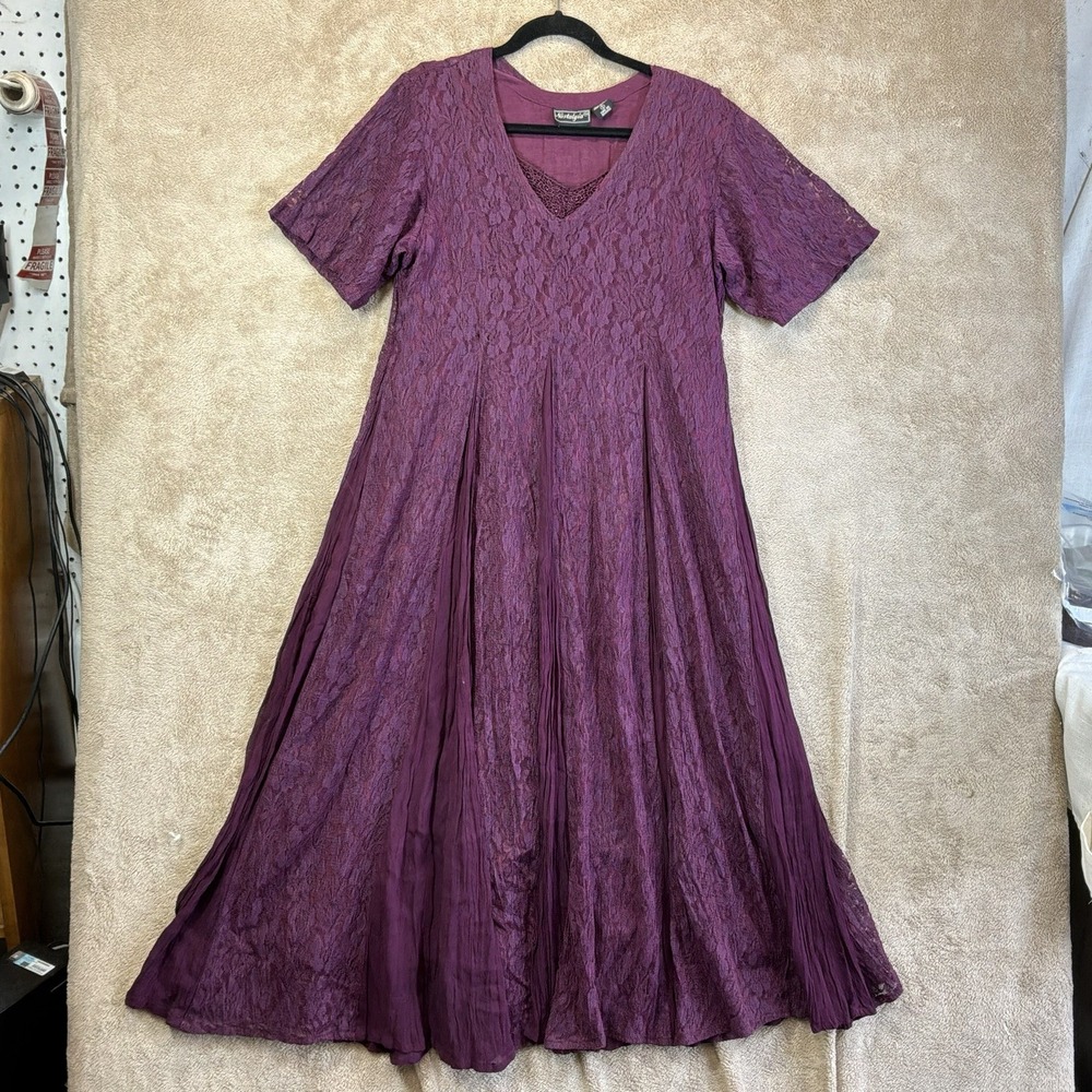 VTG 90's Maxi Dress Lace Whimsigoth Witchy Fairy S‎ Stretch Dark Romantic READ